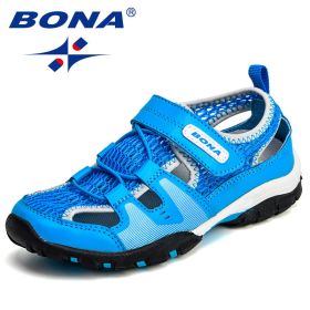 BAONA New Arrival Classics Style Children Sandals Mesh Hook & Loop Boys Summer Shoes Outdoor Girls Shoes Light Free Shipping (Color: Lake blue, size: 5.5)