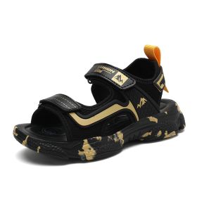 2022 Summer Boys Sandals Kids Aqua Sport Sandals Soft Non-slip Toddler Infant Shoes Children Outdoor Beach Water Shoes 825 (Color: 199 black gold, size: 36)