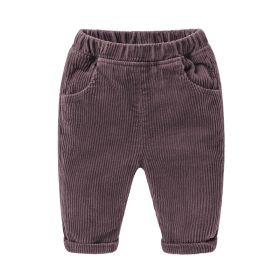 Kids Boys Corduroy Trousers Elasticated Waistband Solid Loose Sport Pants (size: 90cm)