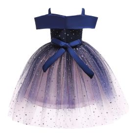 Baby Girl Frozen Elsa Princess Dress Birthday Tutu Formal Western Style Dress (Color: Blue, Size/Age: 130 (7-8Y))