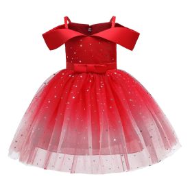 Baby Girl Frozen Elsa Princess Dress Birthday Tutu Formal Western Style Dress (Color: Red, Size/Age: 110 (3-5Y))