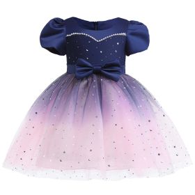 Baby Girl Frozen Elsa Princess Dress Birthday Tutu Formal Western Style Dress (Color: Purple, Size/Age: 120 (5-7Y))