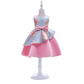 Baby Girl Floral Pattern Bow Tie Princess Tutu Dress Formal Dress (Color: pink, Size/Age: 100 (2-3Y))