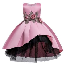 Baby Girl Flower Pattern Show Dress Birthday Party Formal Dress (Color: pink, Size/Age: 150 (10-12Y))