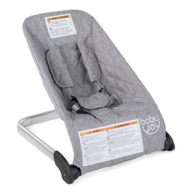 Baby Bouncer Seat with Aluminum and Metal Frame (Color: Light Gray)