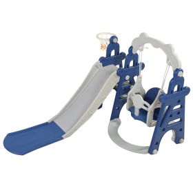 Children Slide Swing Set (Color: grey blue)