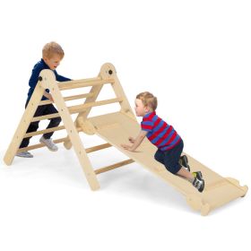 3-in-1 Triangular Climbing Toys for Toddlers (Color: Natural)