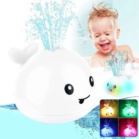 Baby Light Up Bath Toys Whale Automatic Sprinkler Bathtub Toys Pool Bathroom Shower Bath Toys for Toddlers Infant Kids Boy Gift (Color: White)