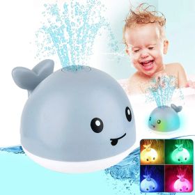 Baby Light Up Bath Toys Whale Automatic Sprinkler Bathtub Toys Pool Bathroom Shower Bath Toys for Toddlers Infant Kids Boy Gift (Color: grey)