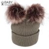 New Warm Knitted 0-3Y Baby's Hat Cute Double Fur Pompon Beanies Thick Double Layer Cap Faux Pompom Hat