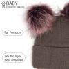 New Warm Knitted 0-3Y Baby's Hat Cute Double Fur Pompon Beanies Thick Double Layer Cap Faux Pompom Hat