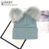 New Warm Knitted 0-3Y Baby's Hat Cute Double Fur Pompon Beanies Thick Double Layer Cap Faux Pompom Hat