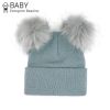 New Warm Knitted 0-3Y Baby's Hat Cute Double Fur Pompon Beanies Thick Double Layer Cap Faux Pompom Hat