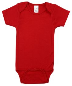 Red Interlock Short Sleeve Bodysuit Onezies (Color: Red, size: small)